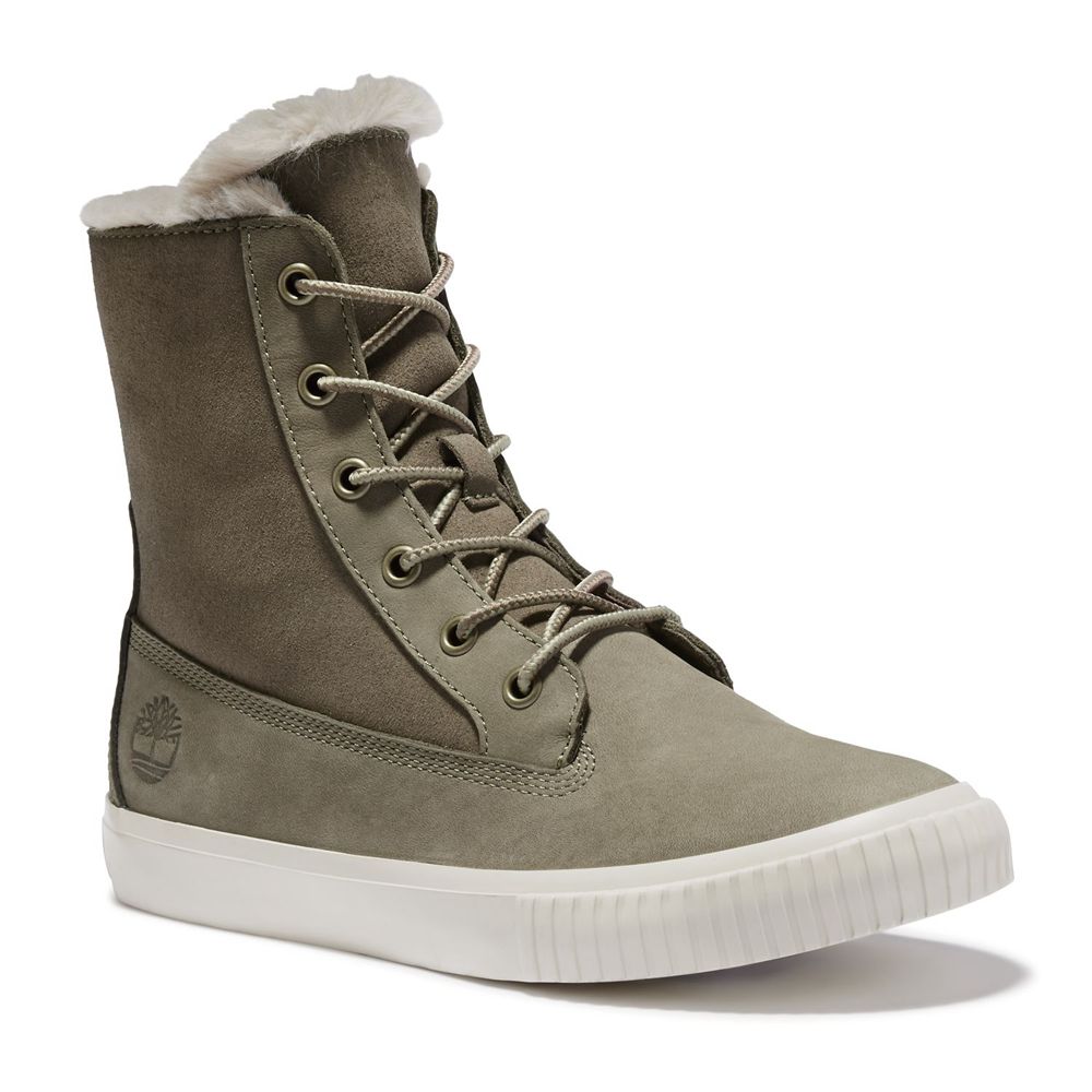 Botas de Nieve Timberland Argentina Mujer - Skyla Bay Fleece Fold-Down - Verde Oliva - MADZEF-124